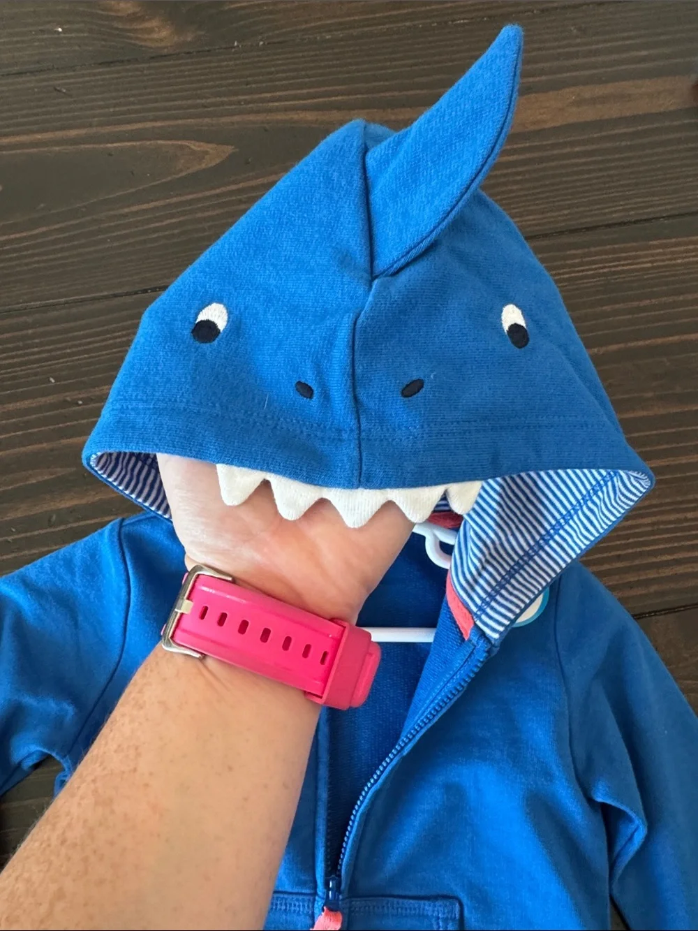 Carter's Bright Blue Shark Hooded Zip-Up Jacket